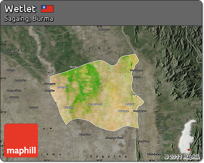 Satellite Map of Wetlet, darken, semi-desaturated