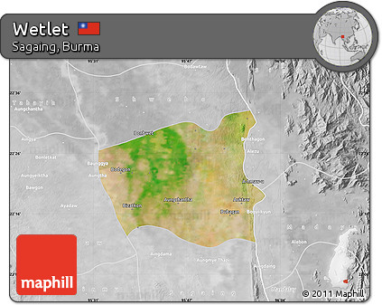 Satellite Map of Wetlet, lighten, desaturated
