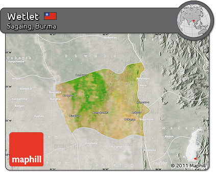 Satellite Map of Wetlet, lighten, semi-desaturated