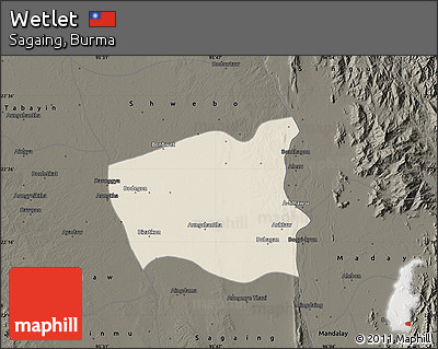 Shaded Relief Map of Wetlet, darken