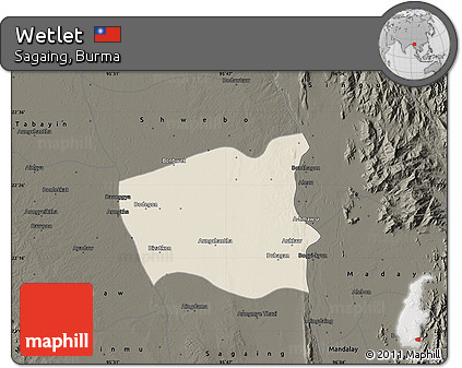 Shaded Relief Map of Wetlet, darken
