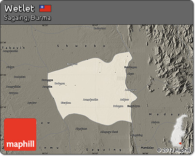 Shaded Relief Map of Wetlet, darken