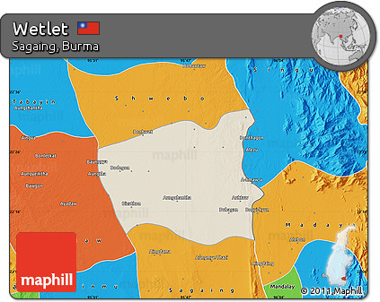 Shaded Relief Map of Wetlet, political outside