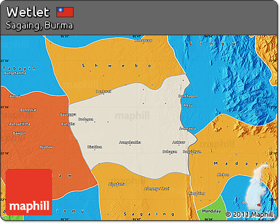 Shaded Relief Map of Wetlet, political outside