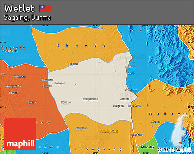 Shaded Relief Map of Wetlet, political outside