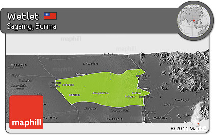 Physical Panoramic Map of Wetlet, darken, desaturated