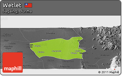 Physical Panoramic Map of Wetlet, darken, desaturated
