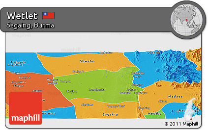 Physical Panoramic Map of Wetlet, political outside