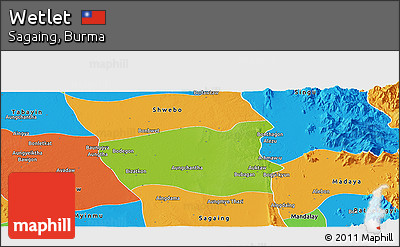 Physical Panoramic Map of Wetlet, political outside