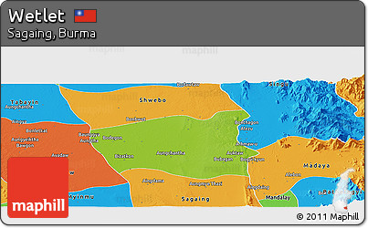 Physical Panoramic Map of Wetlet, political outside
