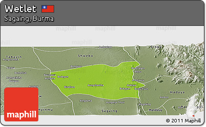 Physical Panoramic Map of Wetlet, semi-desaturated