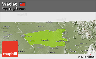Physical Panoramic Map of Wetlet, semi-desaturated