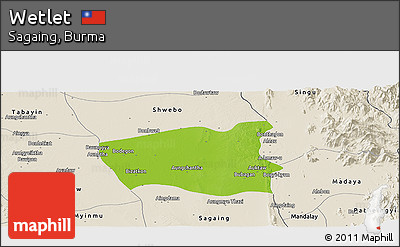 Physical Panoramic Map of Wetlet, shaded relief outside