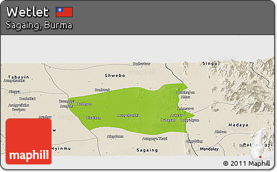 Physical Panoramic Map of Wetlet, shaded relief outside