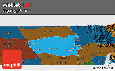 Political Panoramic Map of Wetlet, darken