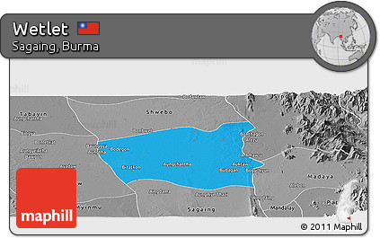 Political Panoramic Map of Wetlet, desaturated