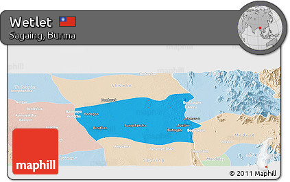 Political Panoramic Map of Wetlet, lighten