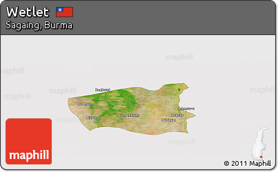 Satellite Panoramic Map of Wetlet, cropped outside