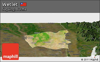 Satellite Panoramic Map of Wetlet, darken