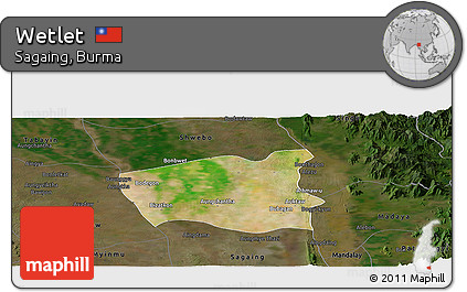 Satellite Panoramic Map of Wetlet, darken