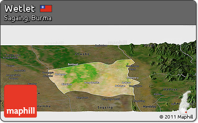 Satellite Panoramic Map of Wetlet, darken