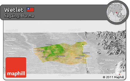 Satellite Panoramic Map of Wetlet, lighten, desaturated