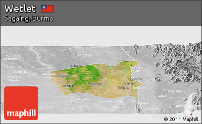Satellite Panoramic Map of Wetlet, lighten, desaturated