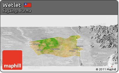 Satellite Panoramic Map of Wetlet, lighten, desaturated