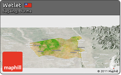 Satellite Panoramic Map of Wetlet, lighten, semi-desaturated