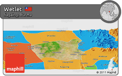 Satellite Panoramic Map of Wetlet, political outside