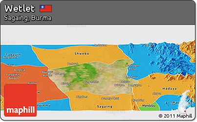 Satellite Panoramic Map of Wetlet, political outside