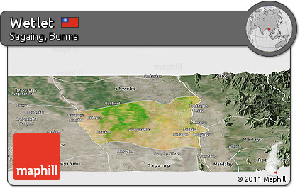 Satellite Panoramic Map of Wetlet, semi-desaturated