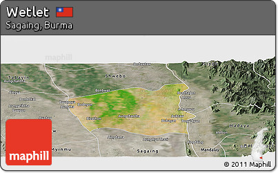 Satellite Panoramic Map of Wetlet, semi-desaturated