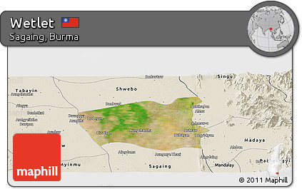 Satellite Panoramic Map of Wetlet, shaded relief outside