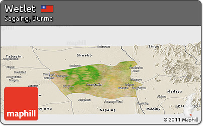 Satellite Panoramic Map of Wetlet, shaded relief outside