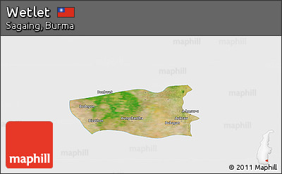 Satellite Panoramic Map of Wetlet, single color outside