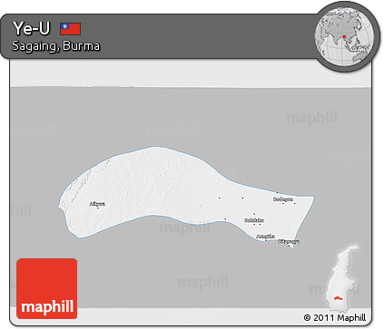 Gray 3D Map of Ye-U, single color outside