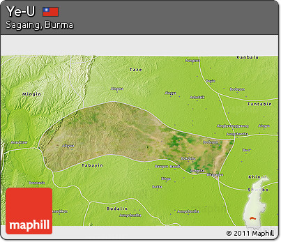 Satellite 3D Map of Ye-U, physical outside