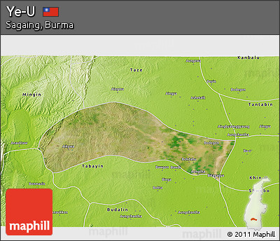 Satellite 3D Map of Ye-U, physical outside