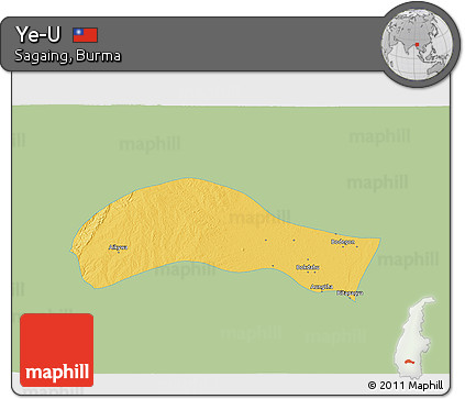 Savanna Style 3D Map of Ye-U, single color outside