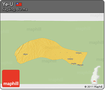 Savanna Style 3D Map of Ye-U, single color outside