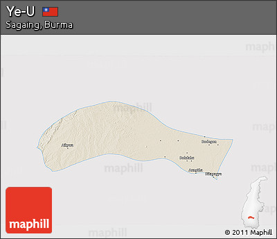 Shaded Relief 3D Map of Ye-U, single color outside