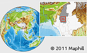 Physical Location Map of Ye-U, highlighted country, highlighted parent region
