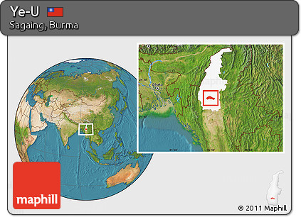Satellite Location Map of Ye-U, highlighted parent region