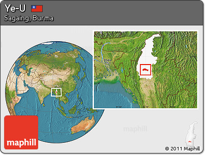 Satellite Location Map of Ye-U, highlighted parent region