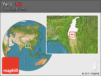 Satellite Location Map of Ye-U, highlighted parent region