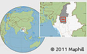 Savanna Style Location Map of Ye-U, highlighted country, highlighted parent region