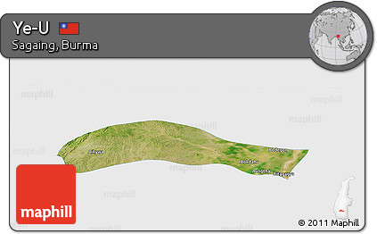 Satellite Panoramic Map of Ye-U, single color outside