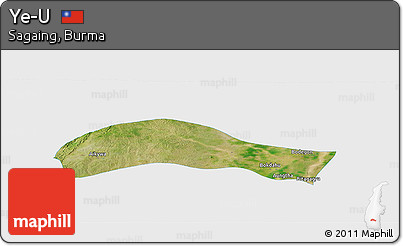 Satellite Panoramic Map of Ye-U, single color outside