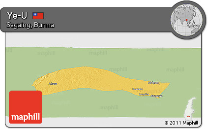 Savanna Style Panoramic Map of Ye-U, single color outside